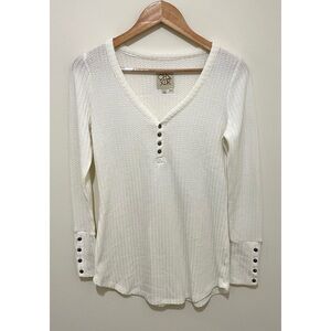 Women's Chaser Waffle Knit Top V-Neck Long Sleeve Top, Size Small